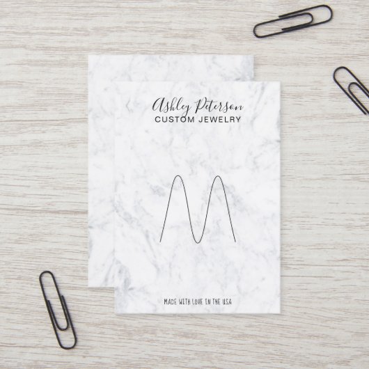 Marmorminimalistisches elegantes Schmuckring-Displ Visitenkarte (Vorderseite/Rückseite Beispiel)