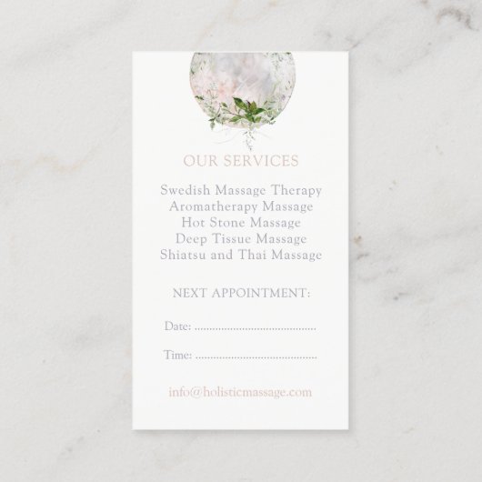 Marmormond und Grünpflanzen Terminkarte (Rückseite)