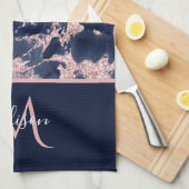 Marmormongramm aus Marmor und Rose Elegant Luxus Geschirrtuch (Viertel Falte)