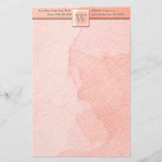 Marmormongramm (rosa) briefpapier (Vorderseite)