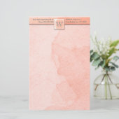 Marmormongramm (rosa) briefpapier (Stehend Vorderseite)