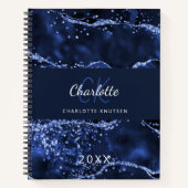 Marmormonogramm für Navy-Blue-Glitzer Notizblock (Vorderseite)