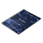 Marmormonogramm für Navy-Blue-Glitzer Notizblock (Linke Seite)