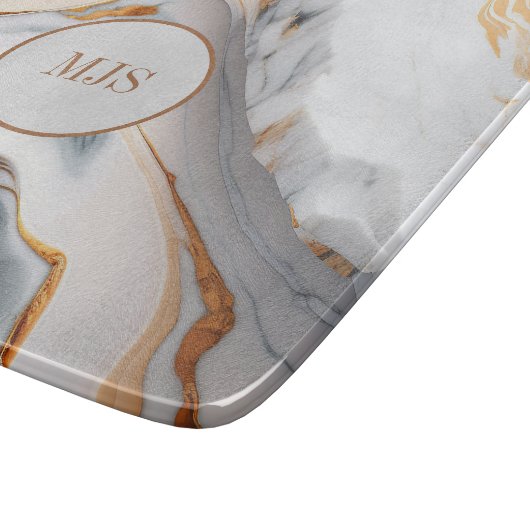 Marmormonogramm-Glas Schneidebrett (Ecke)