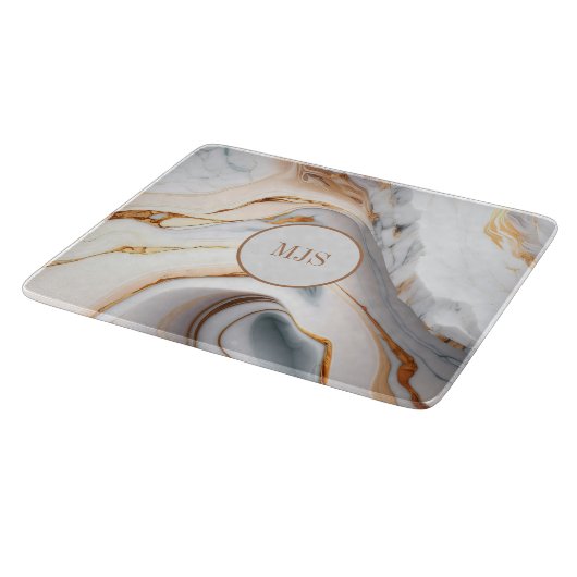 Marmormonogramm-Glas Schneidebrett (Ecke)