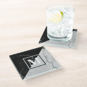 Marmormonogramm Glasuntersetzer (Schrägansicht)