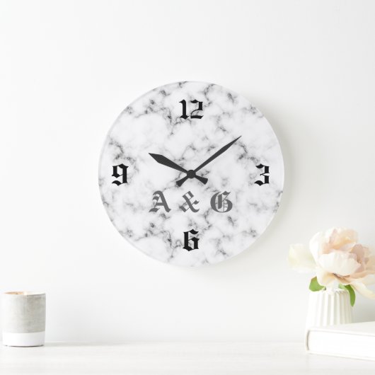 Marmormonogramm Große Wanduhr (Zuhause)