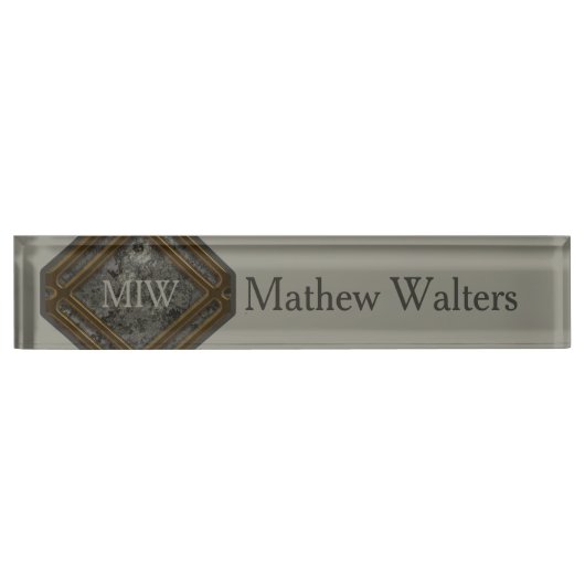 Marmormonogramm grün namensplakette (Vorderseite)