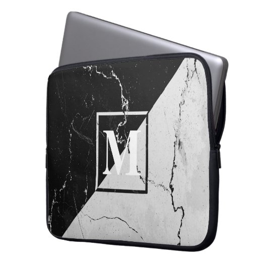 Marmormonogramm Laptopschutzhülle (Vorderseite Links)