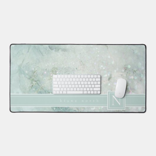 Marmormonogramm Pastel Green Std ID672 Schreibtischunterlage (Tastatur & Maus)