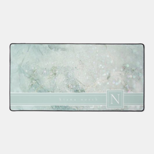 Marmormonogramm Pastel Green Std ID672 Schreibtischunterlage (Vorderseite)