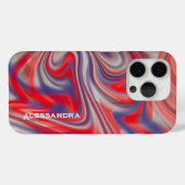 Marmormonogramm, rot-grau, abstrakter Swirl Case-Mate iPhone Hülle (Rückseite (Horizontal))