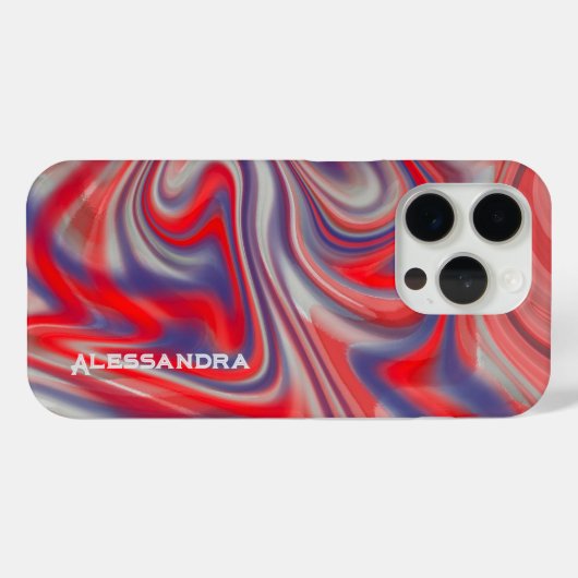 Marmormonogramm, rot-grau, abstrakter Swirl Case-Mate iPhone Hülle (Rückseite (Horizontal))