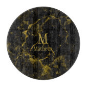 Marmormonogramm Schwarzes Gold 12" Schneidebrett (Vorderseite)