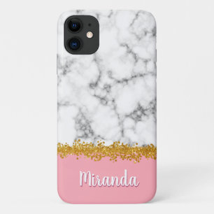 Marmormuster auf Rosa mit Gold-Glitzer Case-Mate iPhone Hülle