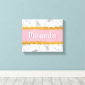 Marmormuster auf Rosa mit Gold-Glitzer Leinwanddruck (Insitu (Holzboden))