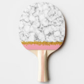 Marmormuster auf Rosa mit Gold-Glitzer Tischtennis Schläger (Rückseite)