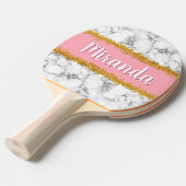 Marmormuster auf Rosa mit Gold-Glitzer Tischtennis Schläger (Vorderseite)