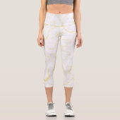 Marmormuster aus grauem weißem Gold Capri Leggings (Vorderseite)
