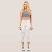 Marmormuster aus grauem weißem Gold Capri Leggings (Vorderseite)