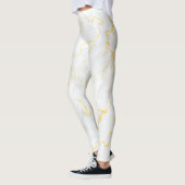 Marmormuster aus grauem weißem Gold Leggings (Links)