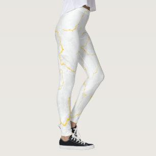 Marmormuster aus grauem weißem Gold Leggings