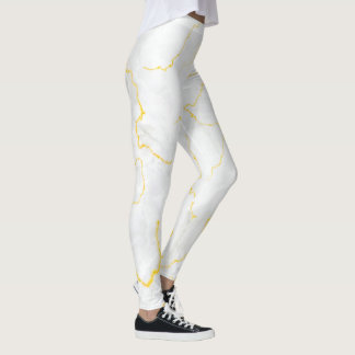 Marmormuster aus grauem weißem Gold Leggings
