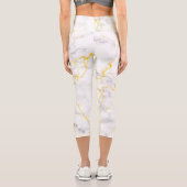 Marmormuster aus weißer Goldfolie Capri Leggings (Rückseite)