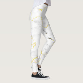 Marmormuster aus weißer Goldfolie Leggings