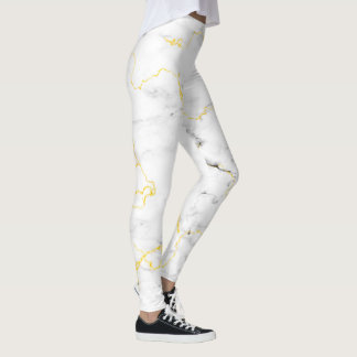 Marmormuster aus weißer Goldfolie Leggings