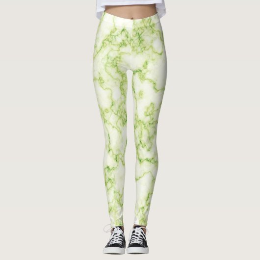 Marmormuster Grün Leggings (Vorderseite)