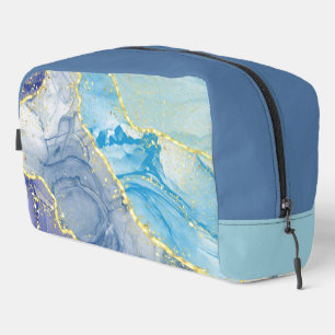 Marmormuster in Blau, Türkis und Gold Waschbeutel