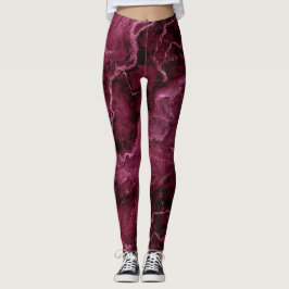 Marmormuster in dunklen Magenta und rosa Leggings