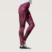 Marmormuster in dunklen Magenta und rosa Leggings (Rechts)