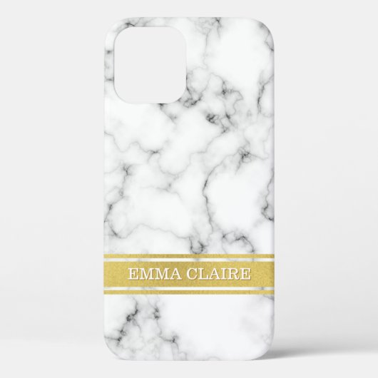 Marmormuster mit Goldene Namensplatte Case-Mate iPhone Hülle (Rückseite)
