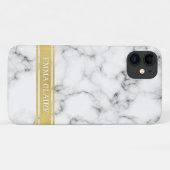 Marmormuster mit Goldene Namensplatte Case-Mate iPhone Hülle (Rückseite (Horizontal))