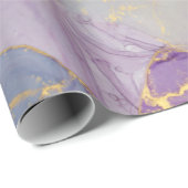 Marmormuster von Pastel Lilac, Blau und Gold Glitz Geschenkpapier (Rolleneckpunkt)