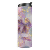 Marmormuster von Pastel Lilac, Blau und Gold Glitz Thermosbecher (Nach links gedreht)