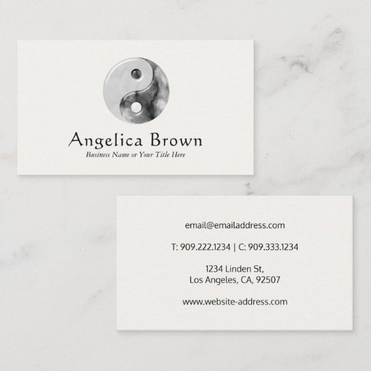 Marmormuster Yin Yang Visitenkarte (Vorne/Hinten)