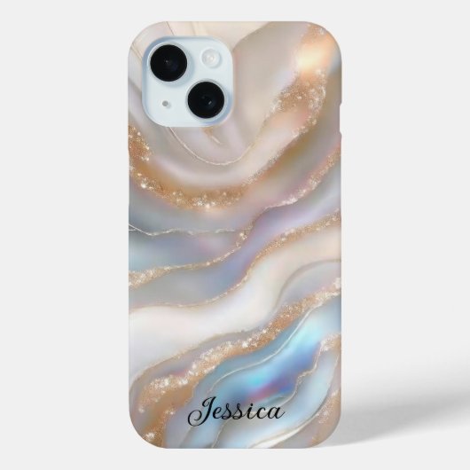 Marmormutter von Pearl Gold Veins Monogram Case-Mate iPhone Hülle (Rückseite)