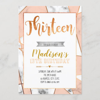 Marmorn Sie 13. Geburtstagseinladung Einladung