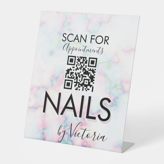Marmornail Salon Termine QR Code Sockelschild (Vorderseite)
