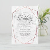 Marmorne Rose Gold Elegante Geometrische Hochzeit Einladung (Stehend Vorderseite)