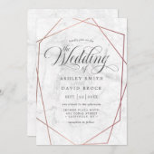 Marmorne Rose Gold Elegante Geometrische Hochzeit Einladung (Vorne/Hinten)