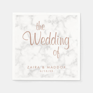 Marmorne Rose Gold Script Moderne Hochzeit Serviette