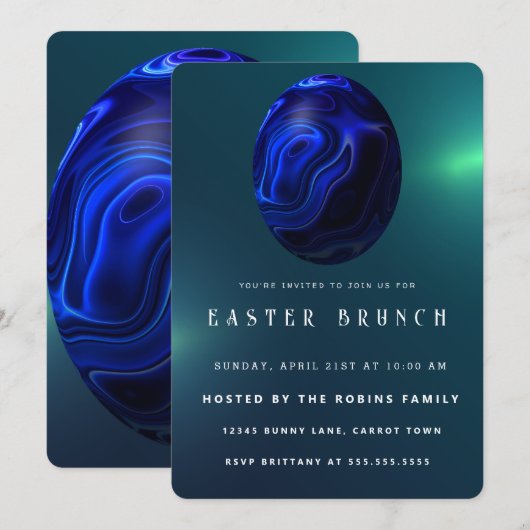 Marmoroster Niedliche Eier Einladung (Vorne/Hinten)