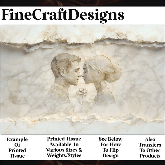 Marmorpaare mit Rose-Carving X1 Decoupage Seidenpapier