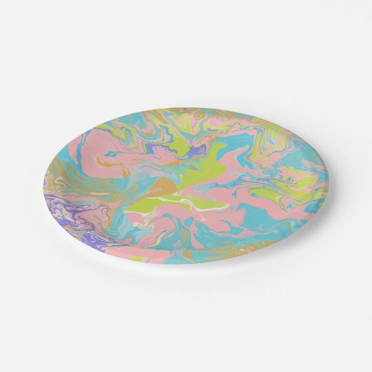 Marmorpapierplatte Pappteller (Schrägansicht)