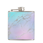 Marmorpastel Blauer Silberner Glitzer Flachmann (Vorderseite)