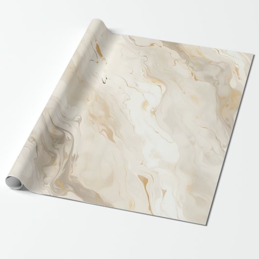 Marmorpastel Creme Gold Geschenkpapier (Ungerollt)